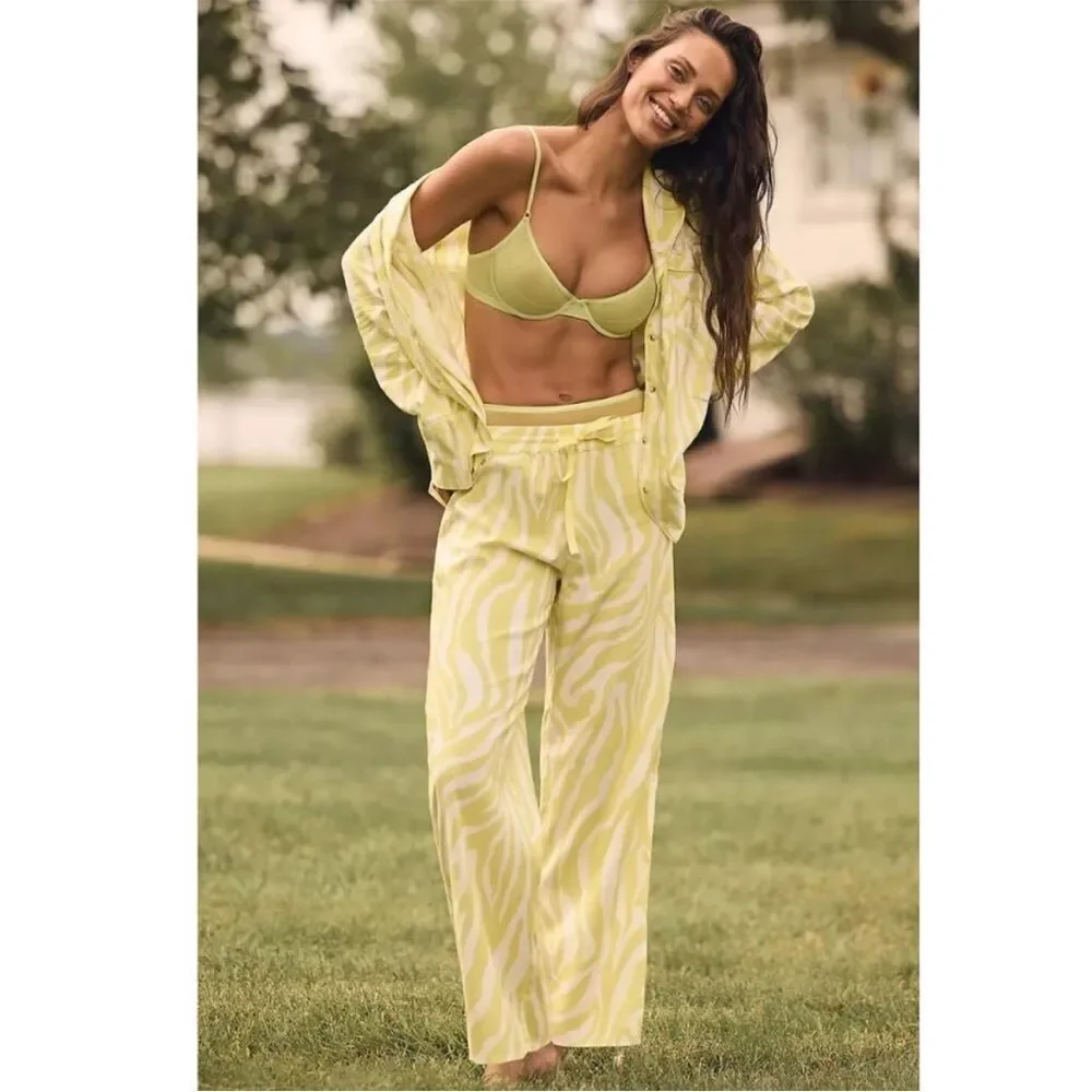 Anthropologie pajamas xs yellow and white striped pattern